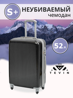 Чемодан унисекс TEVIN Polycarbonate карбон, 60x40x21 см