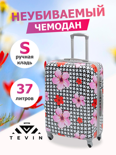 Чемодан унисекс TEVIN Polycarbonate Цветы, 55x34x20 см