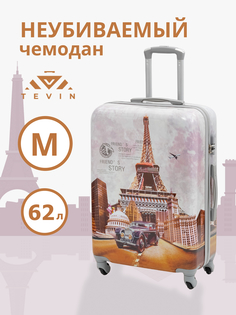 Чемодан унисекс TEVIN Polycarbonate friends story, 64x41x24 см