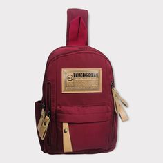 Сумка-слинг унисекс PouchMan 808 красная/бежевая, 30,5х20,5х10 см No Brand
