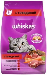 Сухой корм для кошек Whiskas Вкусные подушечки с нежным паштетом, говядина, 1,9кг