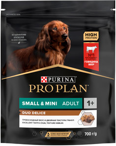 Сухой корм для собак PRO PLAN Duo Delice Small Adult для мелких пород говядина рис, 0,7кг