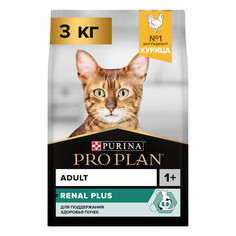 Сухой корм для кошек PRO PLAN Renal Plus, здоровье почек, курица, 3 кг