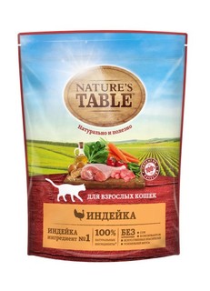 Сухой корм для кошек Natures Table, индейка, 0,65кг