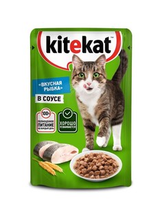 Влажный корм для кошек Kitekat, с рыбой в соусе, 85г