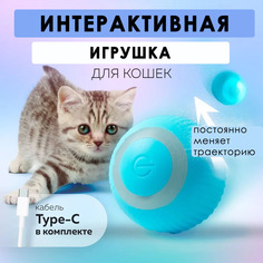 Игрушка для кошек интерактивная BashExpo мяч автоматический голубой