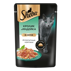 Корм влажный Sheba для взрослых кошек, с кроликом и добавлением индейки, 75 г