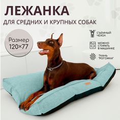 Лежанка-матрас для собак средних и крупных пород, зеленая, рогожка, 120х77 см No Brand
