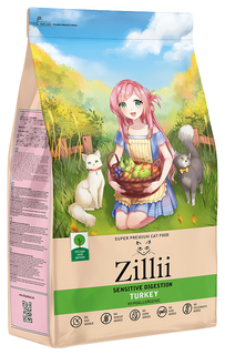 Сухой корм для кошек Zillii Sensitive Digestion для взрослых кошек, индейка, 400 г