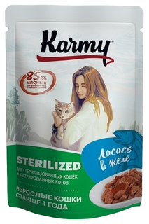 Влажный корм для кошек KARMY Sterilised, Лосось в желе, 80 г