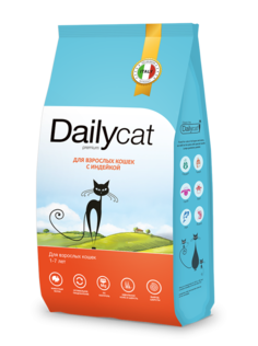 Сухой корм для кошек Dailycat, с индейкой, 3 кг