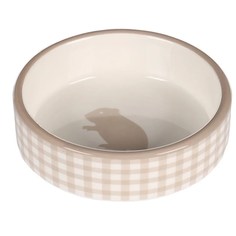 Миска для хомяка Flamingo MYLO, бежевый, белый, керамика, 100 мл