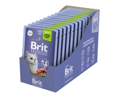 Влажный корм для кошек Brit Premium, кусочки в желе, ягненок, 14 шт по 85 г Brit*