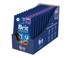 Влажный корм для кошек Brit Premium, кусочки в соусе, треска, 14 шт по 85 г Brit*