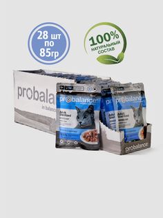 Влажный корм для кошек ProBalance Sterilized с птицей, 28 шт по 85 г