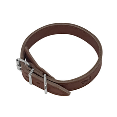 Ошейник для собак Zoo One двухслойный, коричневый, кожа, сталь, 20 мм x 30-40 см Zooone