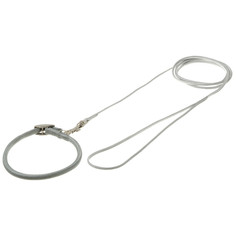 Ошейник круглый VIPet, 6 мм x 28 см (21-24 см) + поводок 3 мм x 1,2 м (серебряный) Zoo One