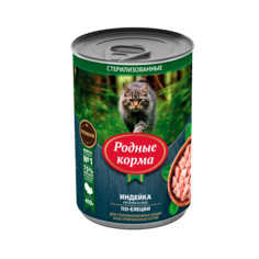Консервы Родные Корма для стерил. кошек, индейка по-елецки, 410г х 6шт