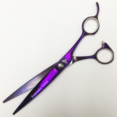 Ножницы для животных Komondor Violet KV-020, фиолетовые изогнутые 7" 18 см