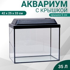 Аквариум Пижон прямоугольный с крышкой, 35 литров, 42 х 25 х 33/38 см, чёрный
