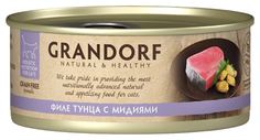 Влажный корм для кошек Grandorf, с филе тунца и мидиями, 70 г