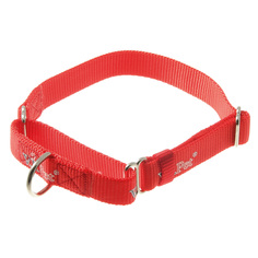 Ошейник для собак V.I.Pet с мартингалом, красный, нейлон, металл, 20 мм x 32-45 см