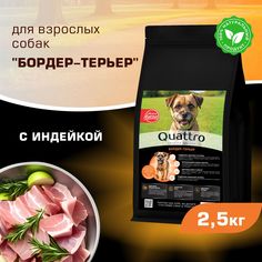 Сухой корм для собак QUATTRO для породы Бордер-терьер, с индейкой, 2,5 кг