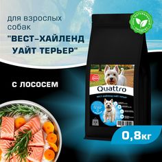 Сухой корм для собак QUATTRO для породы Вест-хайленд уайт терьер, с лососем, 800 г