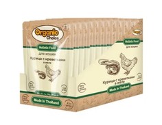 Влажный корм для кошек Organic Choice Low Grain курица с креветками в желе, 12 шт по 70 г