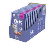 Влажный корм для кошек Brit Premium для стерилизованных, индейка, сыр, 14 шт по 85 г Brit*
