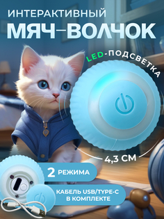 Игрушка для кошек Чистый Котик, вращающийся мяч, голубой, пластик, 4,3 см