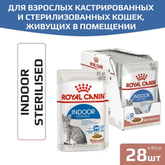 Корм влажный Royal Canin Indoor Sterilized для стерилизованных кошек 1-7 лет, 28x85 г