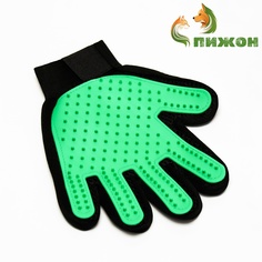 Рукавица для животных, Пижон, вычесывание, зеленая, неопрен, 22 х 19 х 1