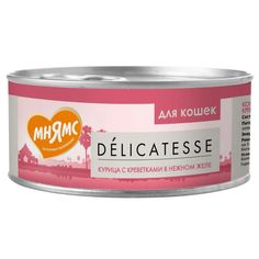 Влажный корм для кошек МНЯМС DELICATESSE с курицей и креветками, 24 шт по 70 г