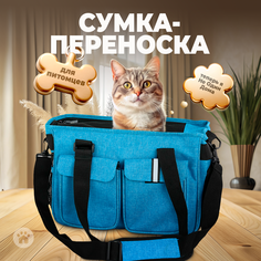 Сумка-переноска для животных Не Один Дома Sky, голубой, 40х20х24 см