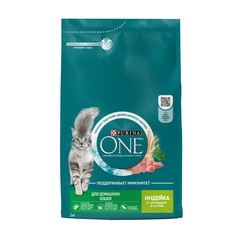 Сухой корм для кошек Purina ONE при домашнем образе жизни с индейкой и злаками, 3 кг