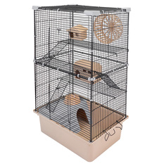 Клетка для грызунов PetTails разборная, 2 дома, миска, бежевая, металл, 42х30хh67 см