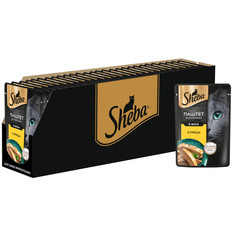 Влажный корм для кошек Sheba, нежный паштет в желе, с курицей, 28 шт по 75 г