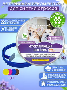 Ошейник для собак Антистресс, синий, нейлон, 65 см No Brand