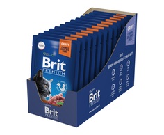 Влажный корм для кошек Brit Premium для стерилизованных, в соусе, лосось, 14 шт по 85 г Brit*