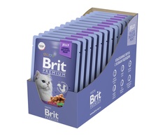 Влажный корм для кошек Brit Premium, кусочки в желе, треска, 14 шт по 85 г Brit*