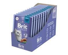 Влажный корм для кошек Brit Premium для стерилизованных, в желе, перепёлка, 14 шт по 85 г Brit*
