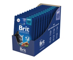 Влажный корм для кошек Brit Premium, кусочки в соусе, курица и перепелка, 14 шт по 85 г Brit*