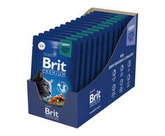 Влажный корм для кошек Brit Premium, кусочки в соусе, утка, 14 шт по 85 г Brit*