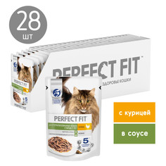 Корм влажный Perfect Fit для стерилизованных кошек старше 7-ми лет, курица в соусе 28x75 г