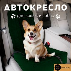 Автокресло для животных PAWLUXURY зеленый микровелюр размер: 50x50x10см