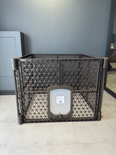 Вольер для собак Чистый Котик, 4 секции, разборный, синий, пластик, 88x88x66,7 см