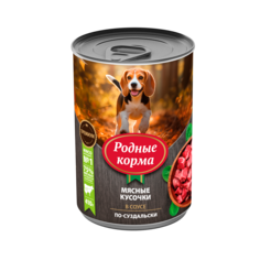 Консервы для собак Родные Корма, мясные кусочки в соусе по-суздальски, 410г х 6шт