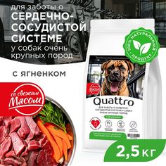 Сухой корм для собак QUATTRO, большие породы, для сердца и сосудов, с ягненком, 2,5 кг