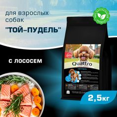 Сухой корм для собак QUATTRO для породы Той-пудель, с лососем, 2,5 кг